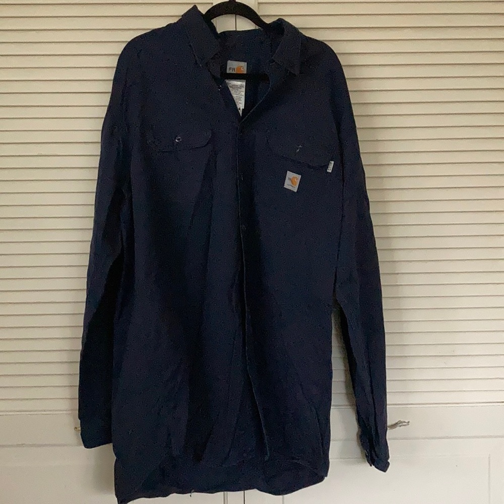 Navy blue carhartt fire resistant long sleeve